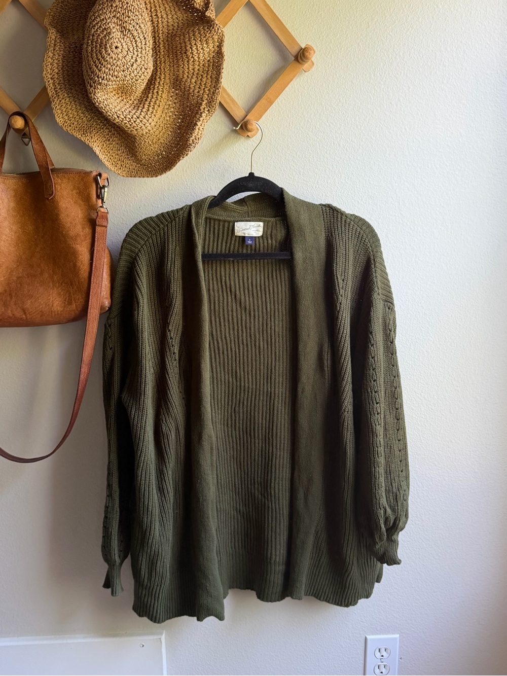 Universal Thread Olive Green Open-Front Ribbed Cardigan